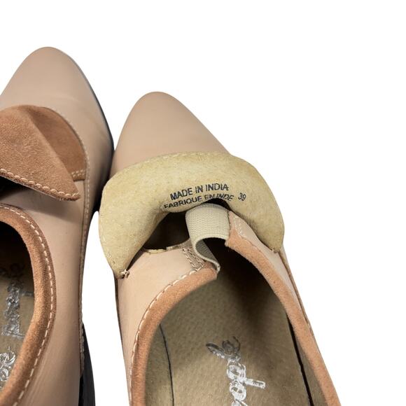 Free People Brady Loafers Beige Leather Suede Shield Slip On Flats Size 39 - Picture 8 of 11